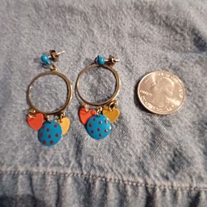 Vintage 1980s gold colored dangle charm earrings